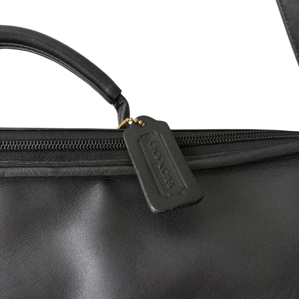 Coach Vintage Black Glove Tanned Leather 0537 Laptop Messenger Bag Case Luggage